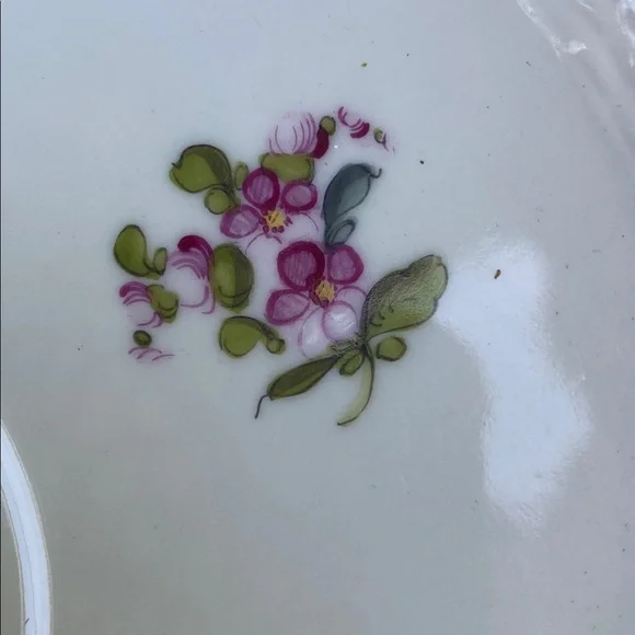Herend Handpainted fruit and flora large tea cup and saucer plate. Antique Dining